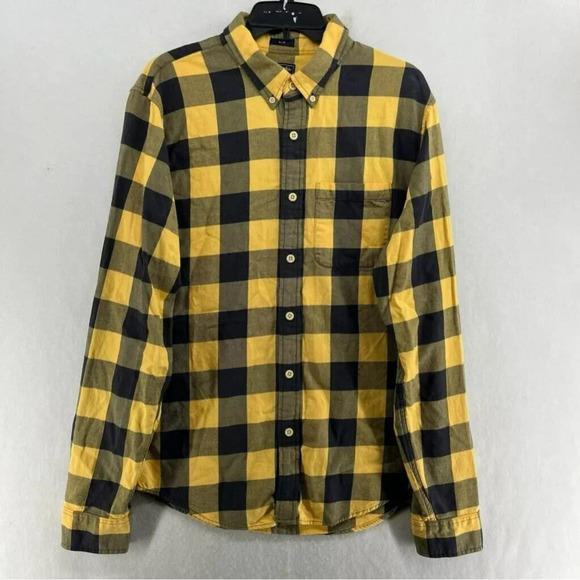Abercrombie & Fitch Button-Down Shirt Men's Sz XL Yellow Slim Fit Collared - Picture 1 of 13